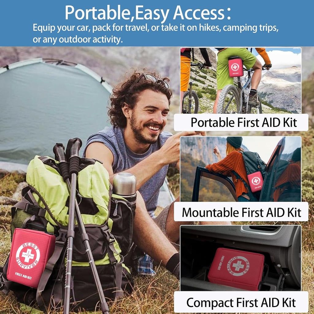 Premium First Aid Kit - Waterproof Molle Medical Bag with Color-Coded Compartments, with Israeli Bandage, Rescue