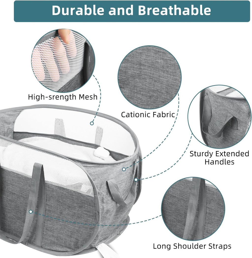 Collapsible Laundry Baskets, Tear Proof Pop Up Laundry Hamper with Dual Handles, Durable Foldable Laundry Basket