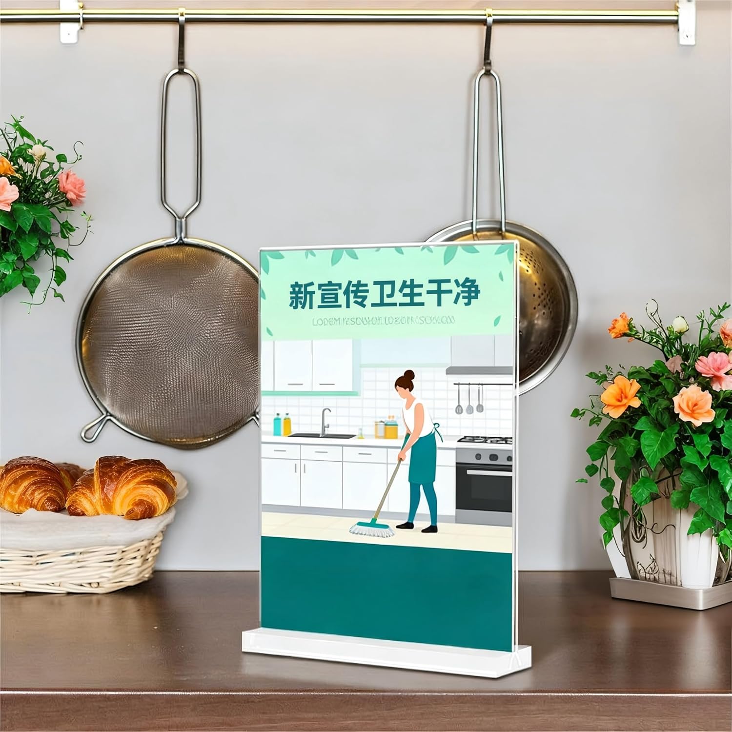 Acrylic Sign Holder 8.5x11 Inches 3 Pack T Shape Desktop Display Stand Vertical Double Sided Clear Table Menu Flyer
