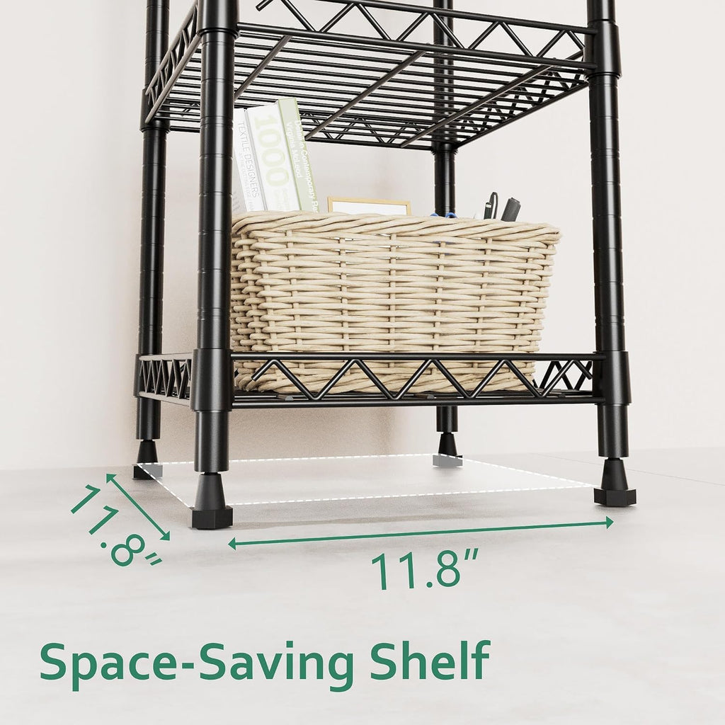 5 Tier Standing Shelving Metal Units, Adjustable Height Wire Shelf Display Rack for Laundry Bathroom Kitchen 11.8 W x