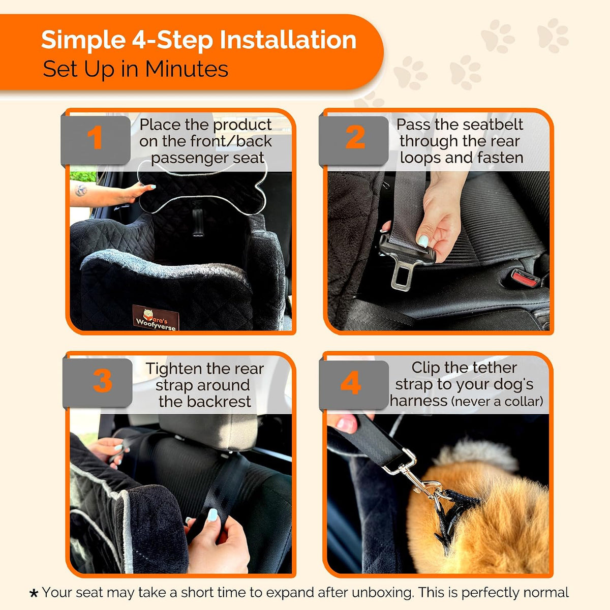 Yara’s Woofyverse Dog Car Booster Seat, Small & Medium Dogs, Midnight Ash