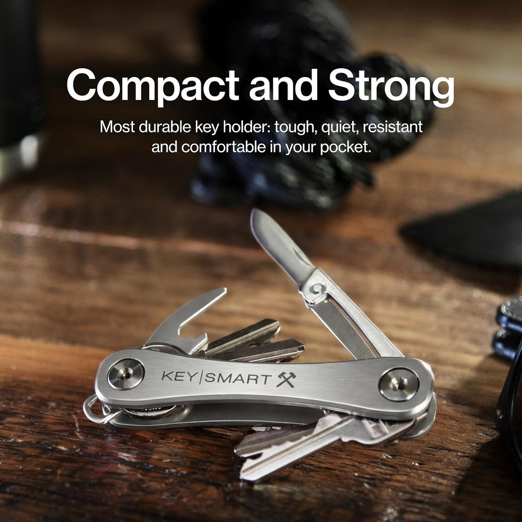 KeySmart Rugged Keychain Multitool Key Holder, Up to 14 Keys | Key Organizer for EDC. Expandable, Durable Build