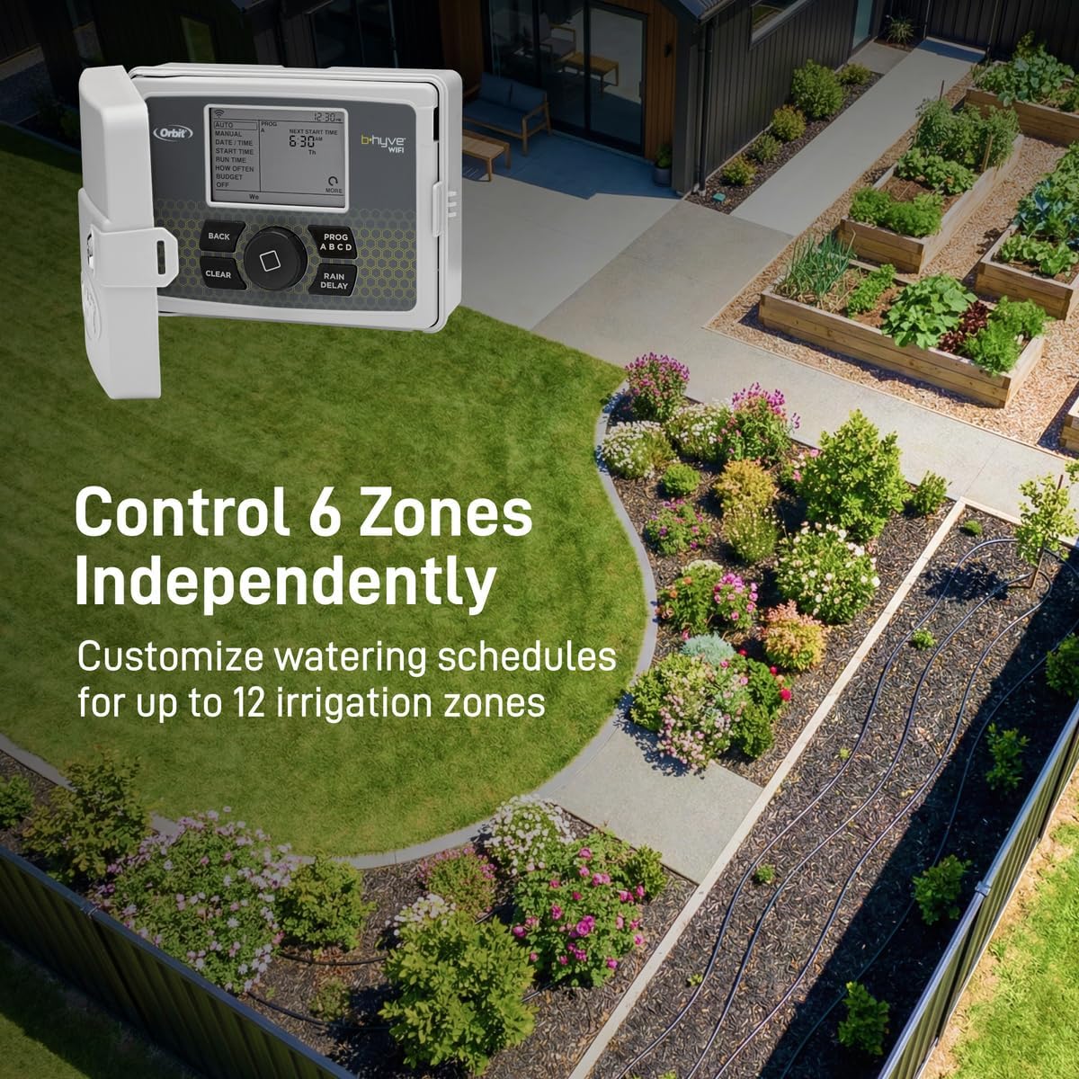 B-hyve Smart Indoor/Outdoor Sprinkler Controller - 6-Zone - App Controlled Smart Controller with Custom Irrigation