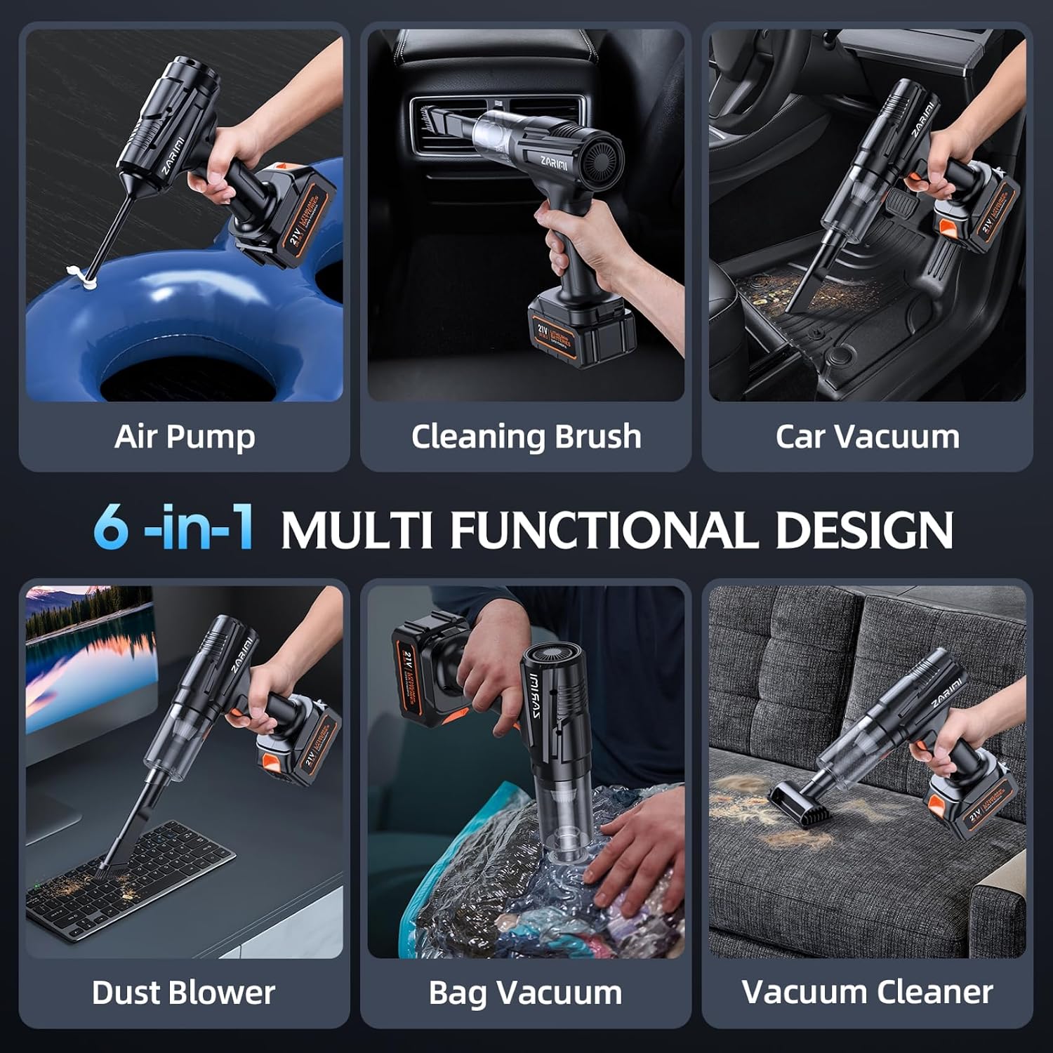 Car Vacuum Portable Cordless, 50000Pa Strong Suction Brushless Motor, Handheld Vacuum with 2 Batteries & Charger