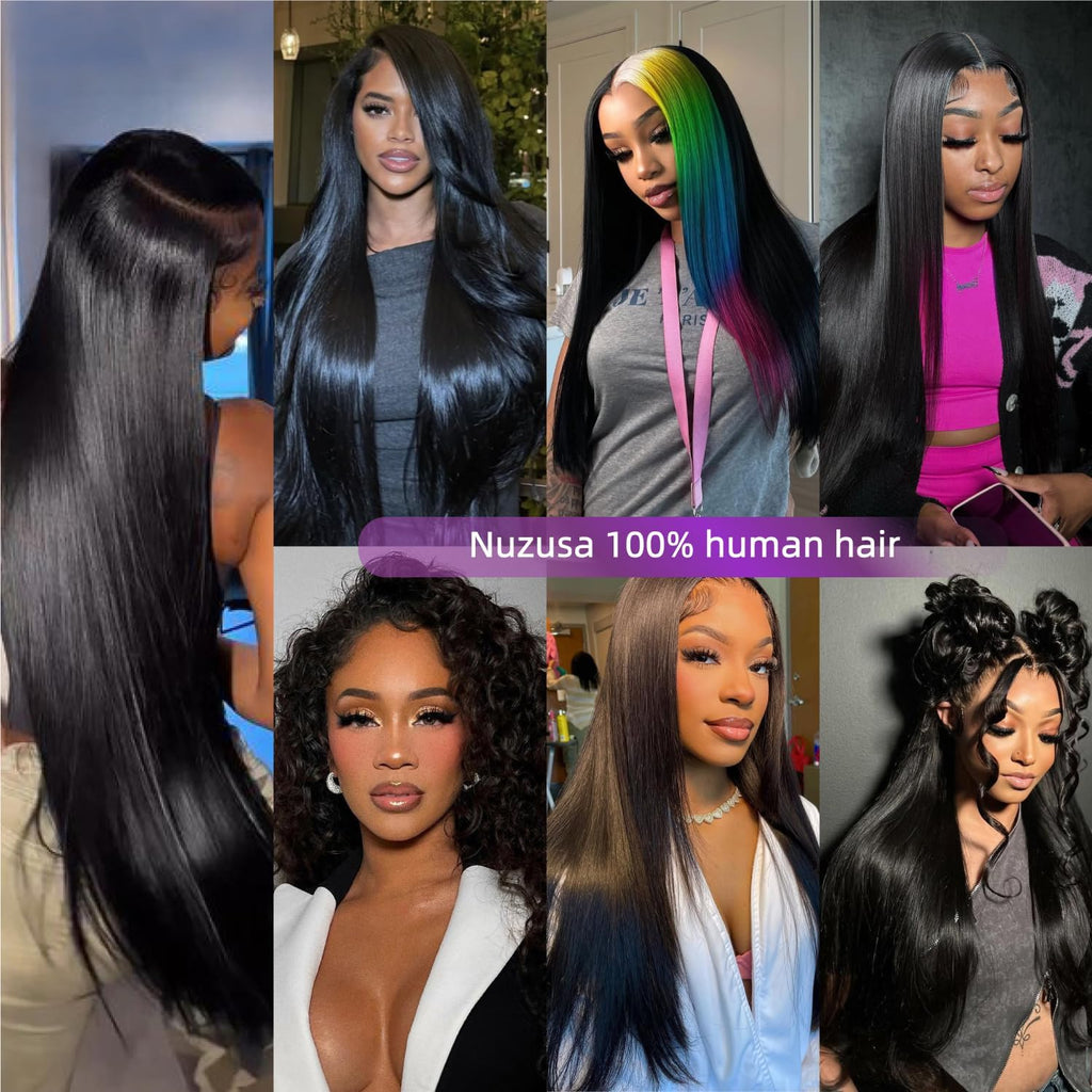 Clip in Hair Extensions Real Human Hair Clip ins For Women 1B Natural Black | 24Inch 120g/4.2oz, 8pcs Per Set, Double