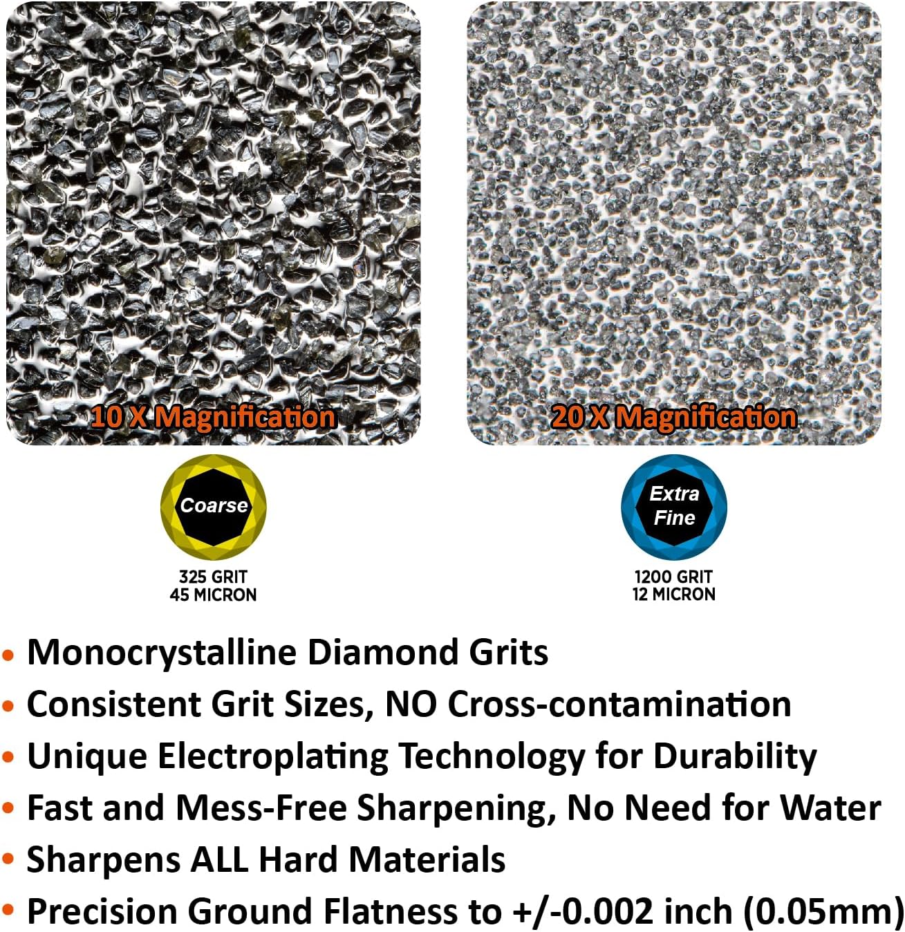 156N Double-sided Diamond Sharpening Stone, 6 in. x 2.5 in. | Coarse 325 / Extra Fine 1200 Grit, Storage Case with