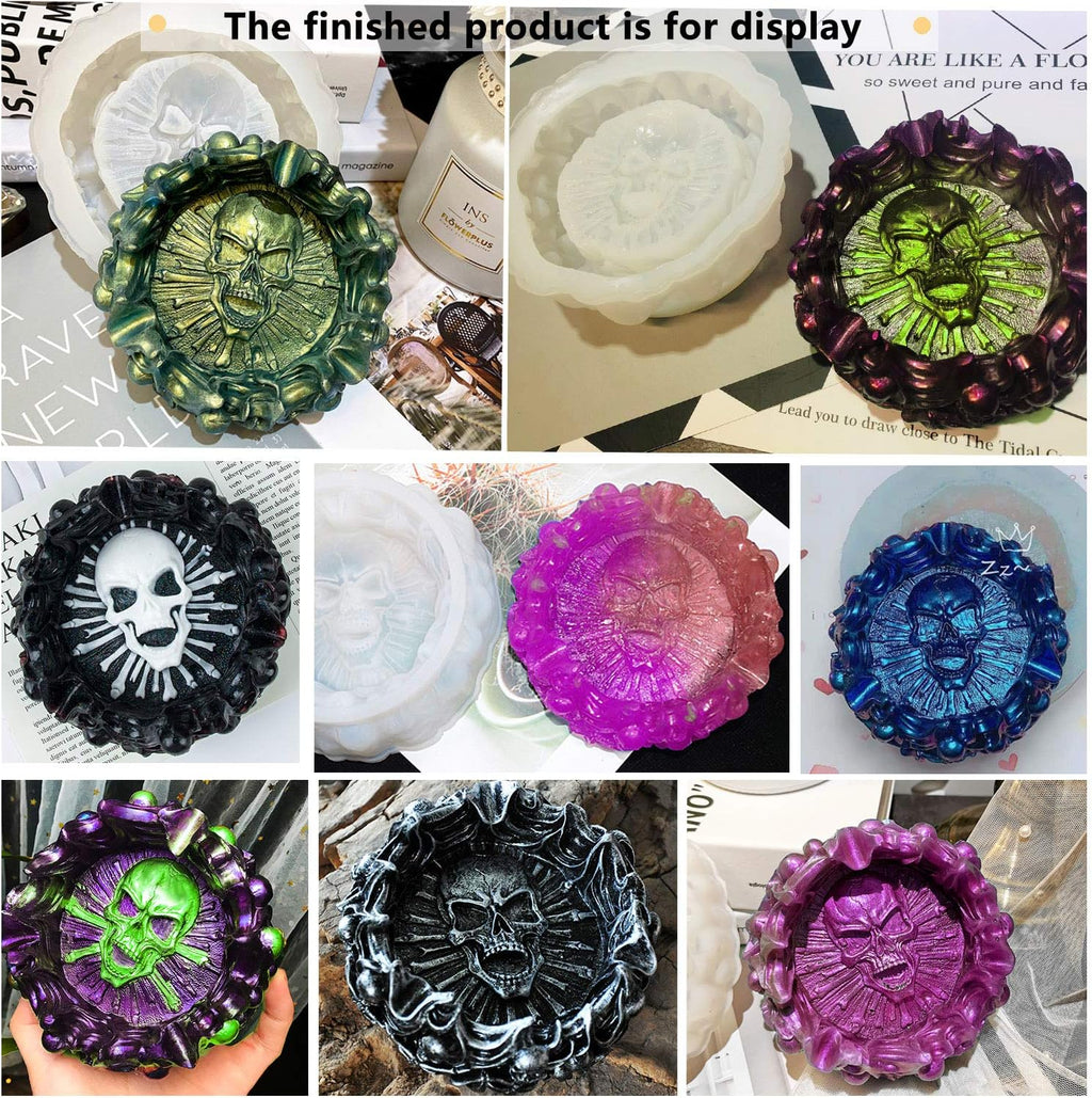 Resin Mold, Silicone Ashtray Mold Halloween Skull DIY Craft Gift Epoxy Resin Casting Molds Keletons Jewelry Storage