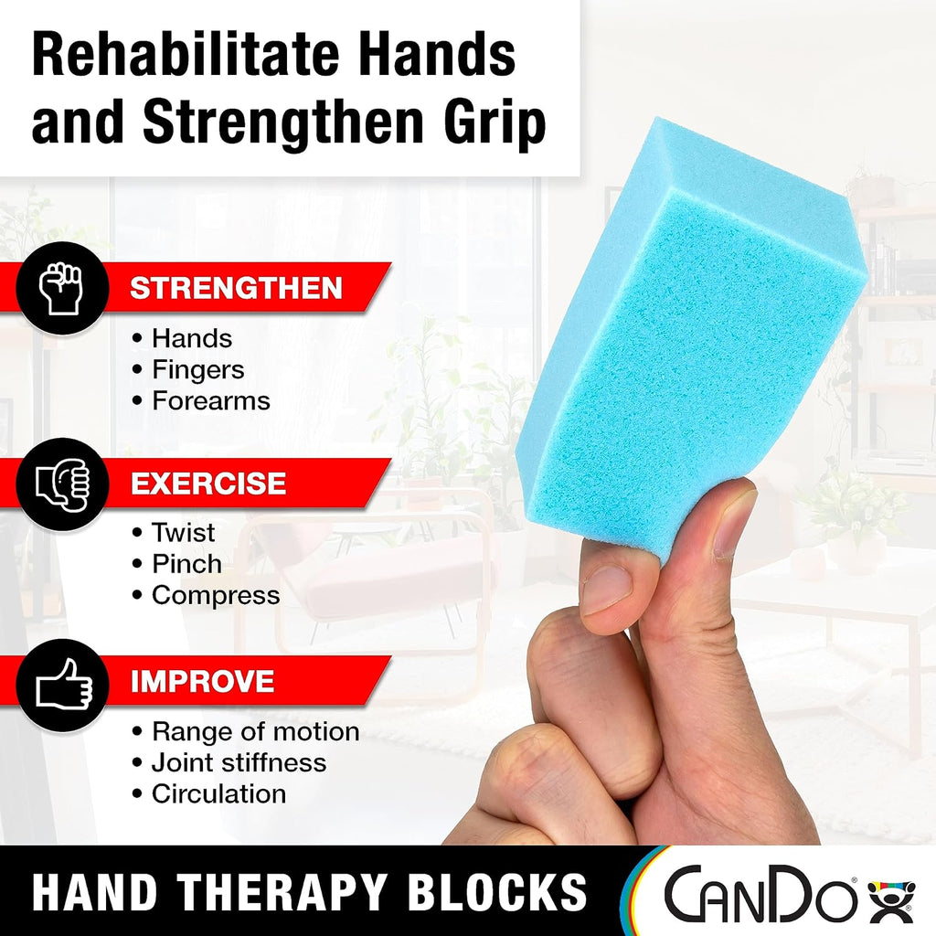 Hand Therapy Blocks - Extra-Soft Through Firm), Pack of 12 - Grip Strengthening Foam Hand Exercise Tools for Physical