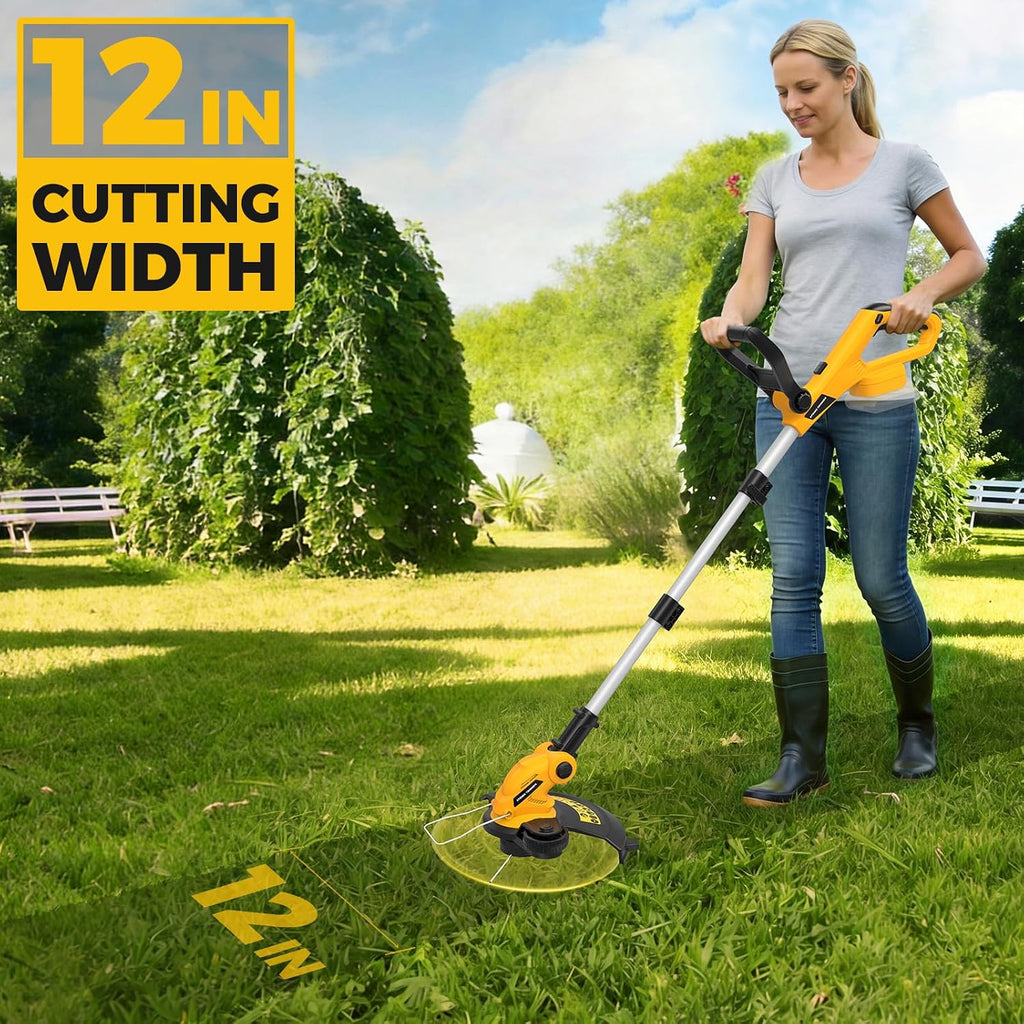 Cordless String Trimmer Compatible with Dewalt 20V MAX Battery (Tool Only) | 12" 3 in 1 Lawn Edger with 8 Spare