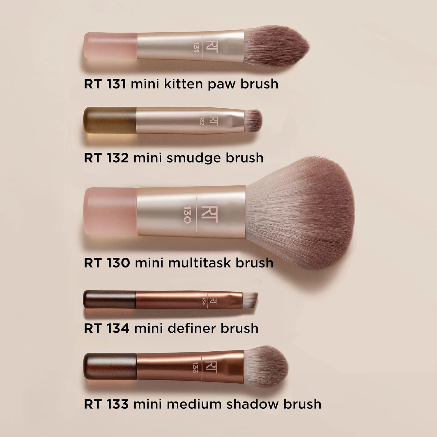 New Nudes On The Glow Mini Brush Kit, 6 Piece Set With Compact Mirror, Travel Makeup Brush Set for Contour