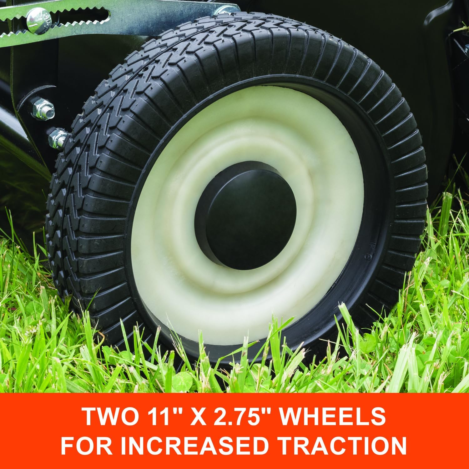50 in Heavy Duty Tow Behind Lawn Sweeper with 26 Cu Ft Hopper and Adjustable Brush Height