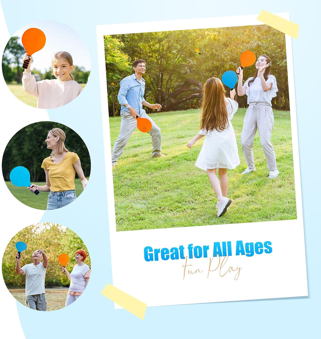 Beach Paddle Ball Set, Badminton Set, Family Games for Kids Adults | Beach Backyard Games with 4 Rackets, Beach Toys