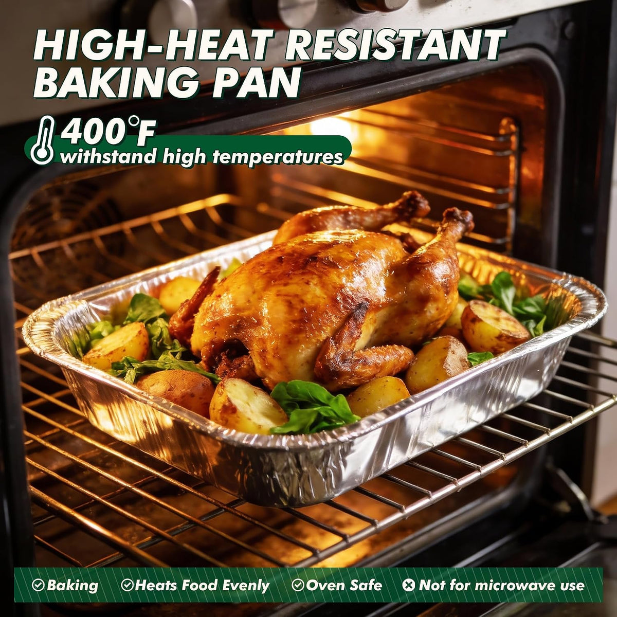 9x13 Aluminum Foil Pans 30 Pack, Disposable Baking Pan for Roasting