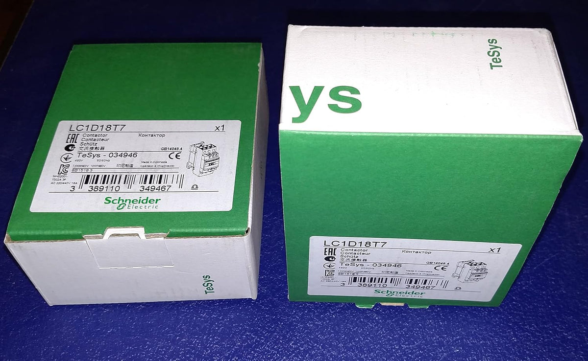 Schneider Electric Contactor, 3Pst-No, 480V, Din Rail/Panel - LC1D18T7
