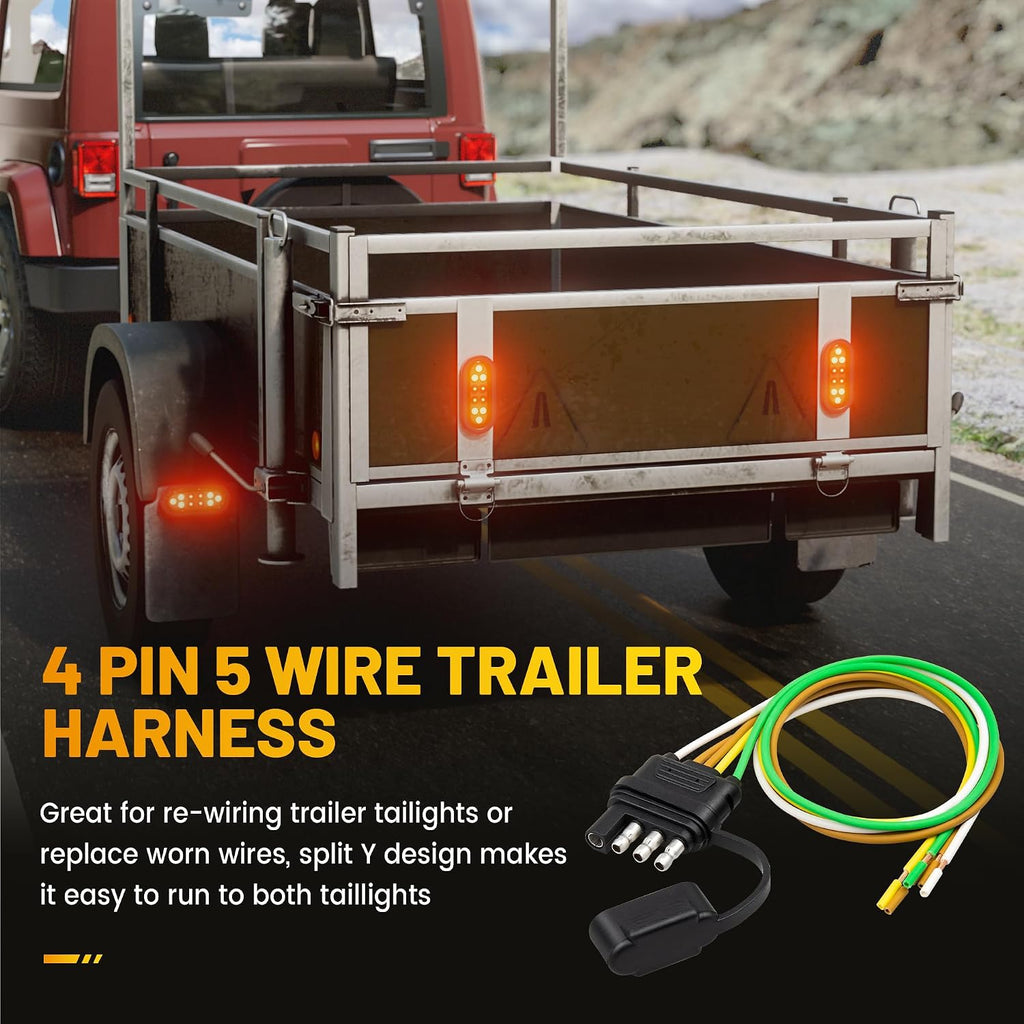 4 Pin 5 Wire Trailer Wiring Harness 18 Inches, 16AWG Pure Copper Wishbond Trailer Light Wiring for Utility Rewiring