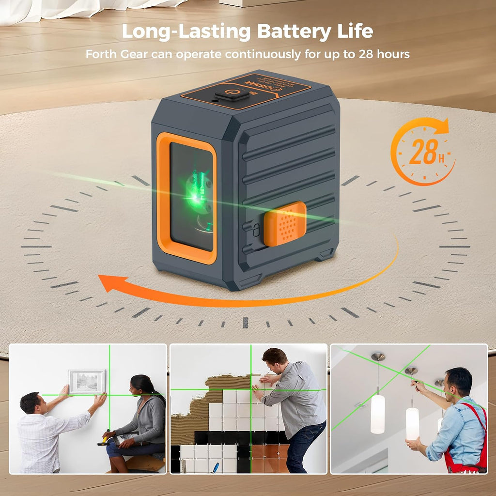 Laser Level with Tripod, 100Ft Self-Leveling Line Laser with 4 Brightness | 36.6 inch Tripod, IP54 Waterproof, Manual