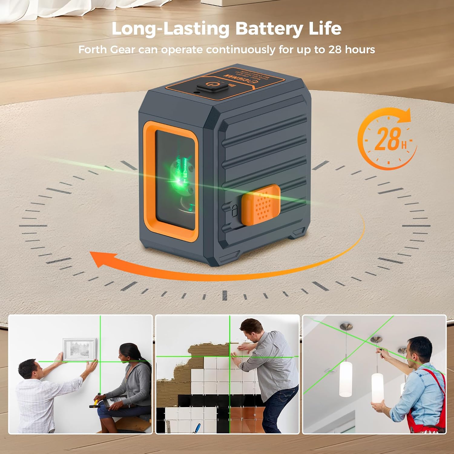 Laser Level with Tripod, 100Ft Self-Leveling Line Laser with 4 Brightness | 36.6 inch Tripod, IP54 Waterproof, Manual