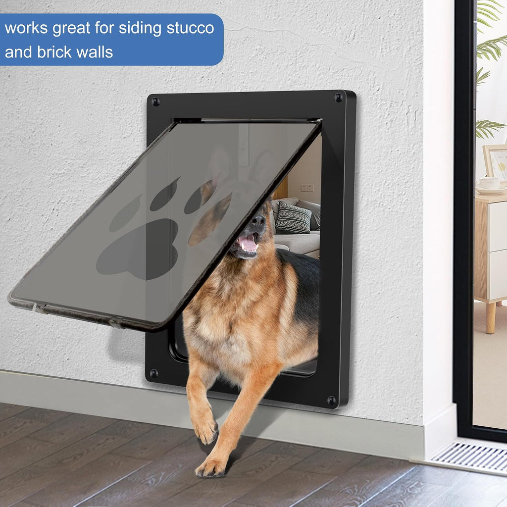 Large Dog Door for Wall, Weatherproof Pet Door for Cats and Dogs Up to 100 lb, Durable, Telescoping Tunnel, Snap-in