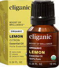USDA Organic Lemon Essential Oil, 100% Pure & Natural | Undiluted, for Aromatherapy, Household Cleaning | Non-GMO
