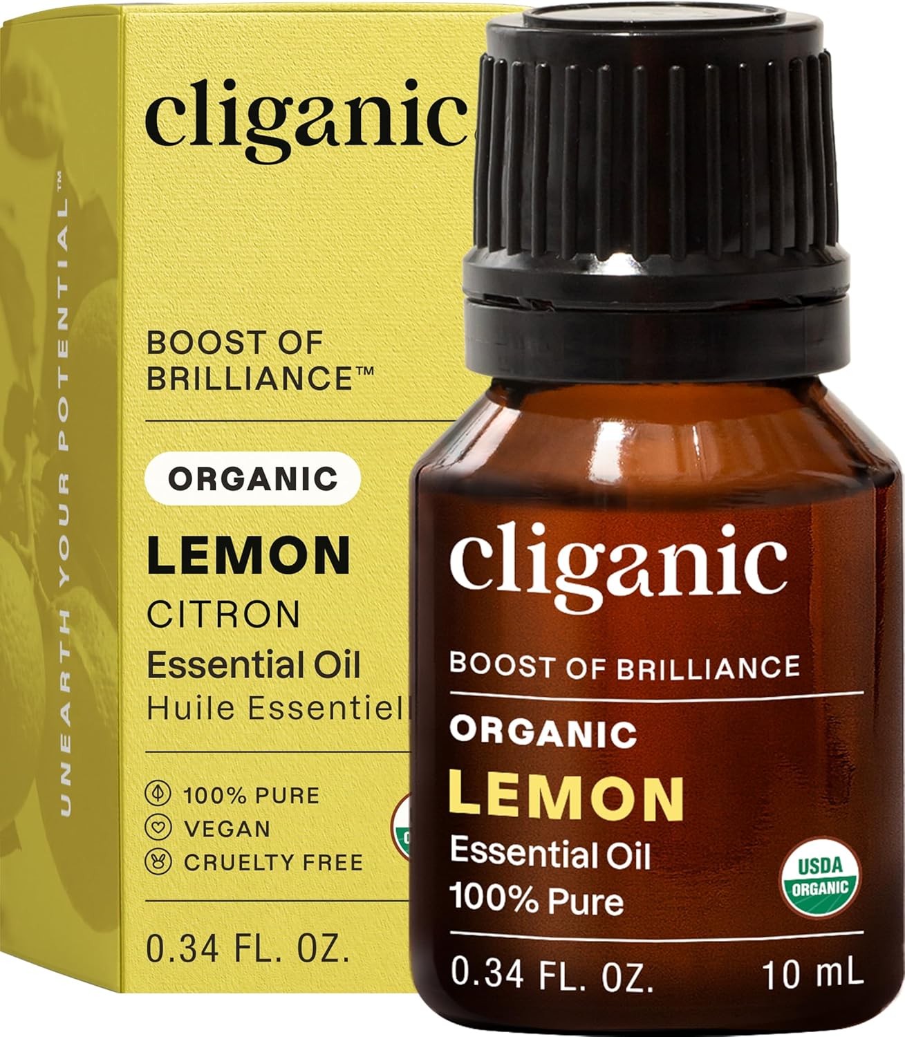 USDA Organic Lemon Essential Oil, 100% Pure & Natural | Undiluted, for Aromatherapy, Household Cleaning | Non-GMO