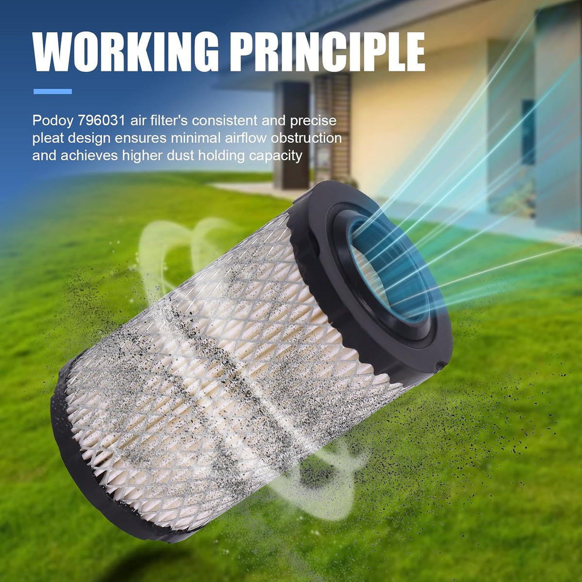 Podoy 796031 Air Filter with 797704 Pre Filter for Lawn Mower Tractor
