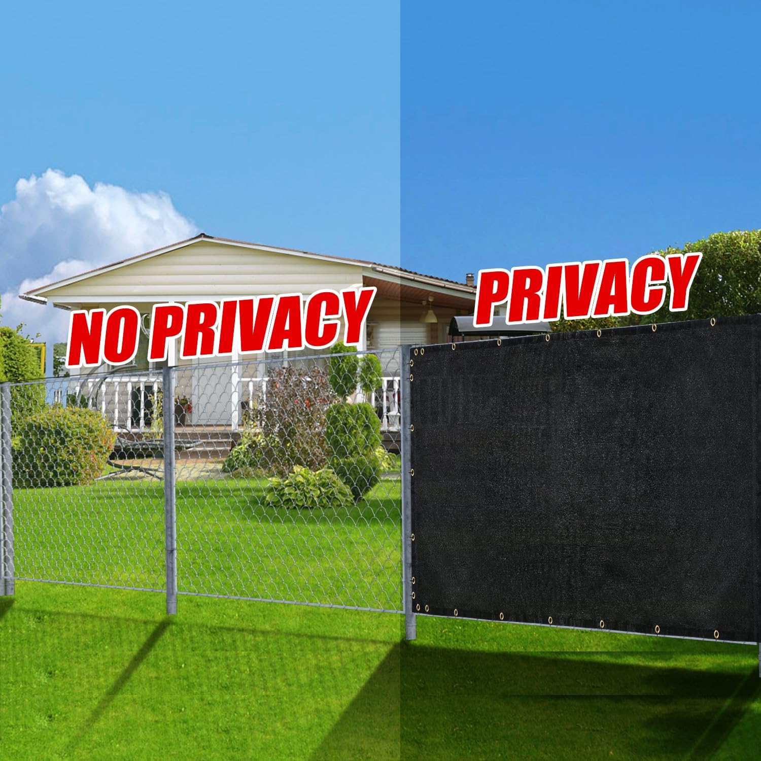 Black 6FT X 50FT Outdoor Privacy Screen Fence & Mesh Shade Net Cover, Ideal for Garden and Backyard - Enhances
