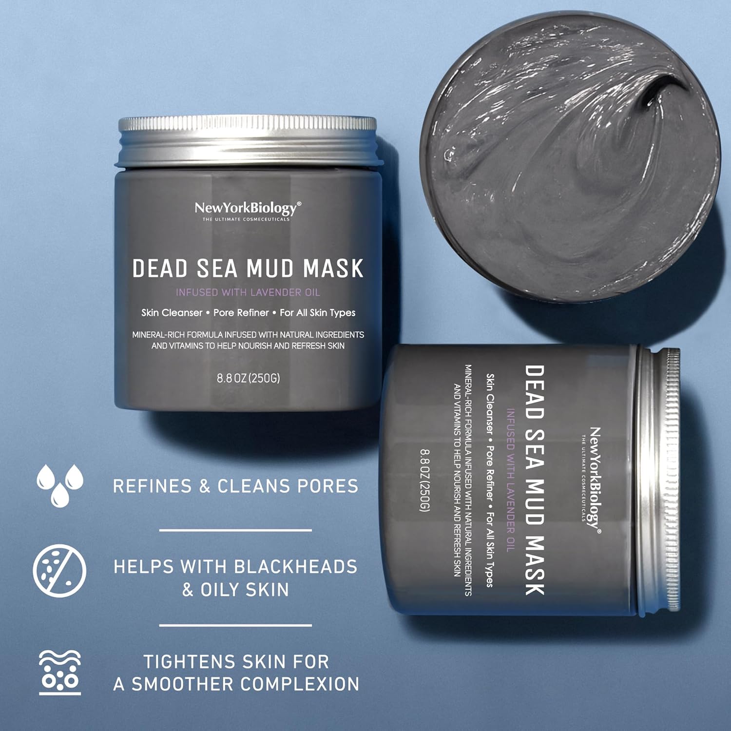 New York Biology Dead Sea Mud Mask for Face and Body | with Lavender | Spa Quality Pore Refiner for Oily Skin |