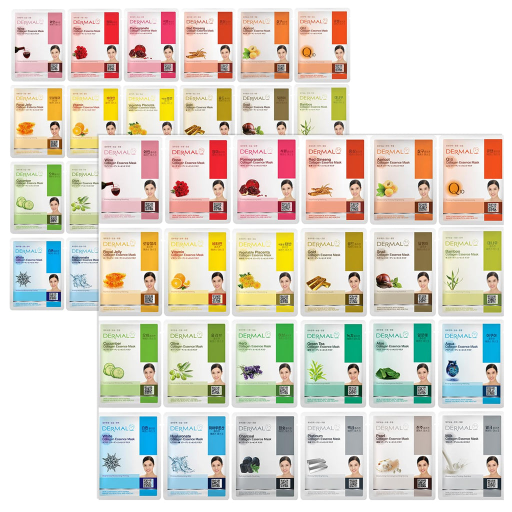 48 Korean Essence Sheet Mask Variety Pack, 24 Formulas x 2 Each