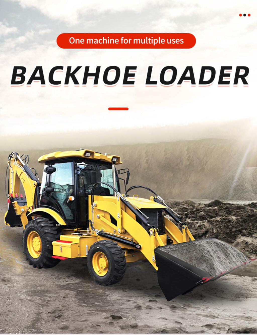 Multi-Functional Tractor Backhoe Loader Earth Moving Equipment Backhoe Machine with Front Bucket and Rear Digger Arm