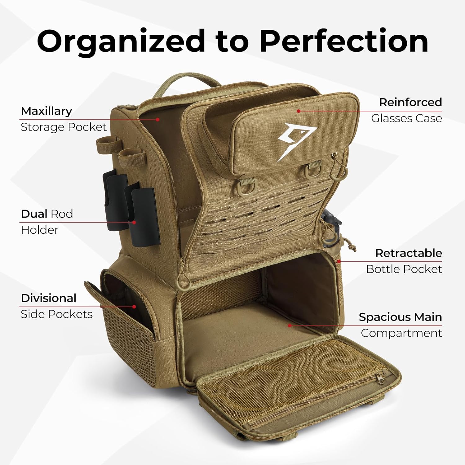 52L Fishing Tackle Backpack with Rod Holders & 4 Tackle Boxes, Large Tackle Bag for Gear Storage with Rain Cover