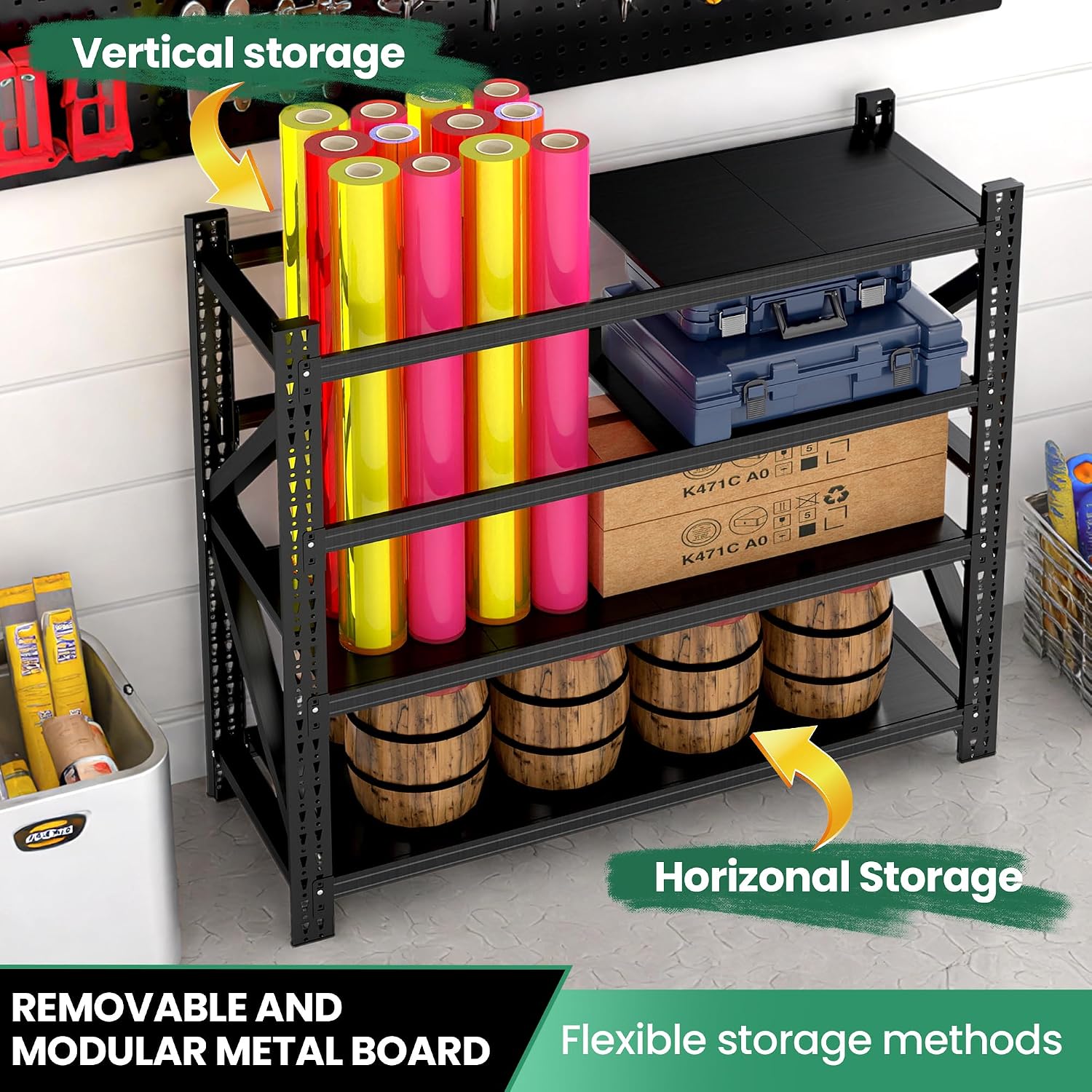 4-Tier Heavy Duty Garage Shelving,Industrial Shelving for Home & Business,Garage Storage Racks Heavy Duty Steel
