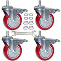 4 Inch Heavy Duty Stem Casters 360 Degree Swivel Thread Wheels with Metric Size M12-1.75 Screw Bolt Double Locking