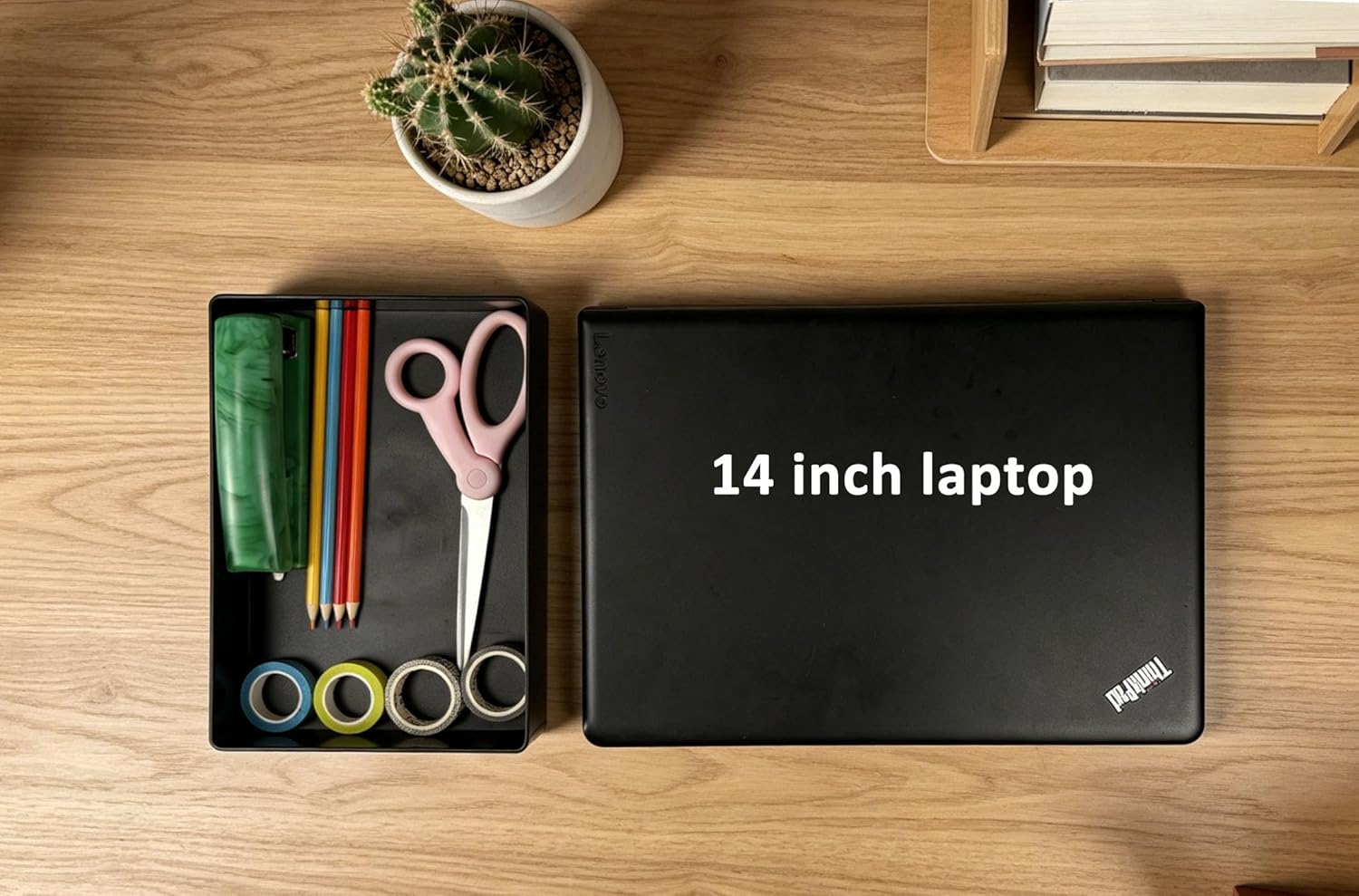 Rectangular Plastic Desk Organizer with Storage Trays, Accessory Tray for Office Supplies and Pen Holder, 9.4 x 6.7 x