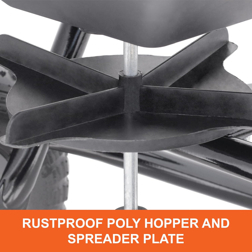 Push Spreader Pro for Seed, Fertilizer and Lawn Care, 85 lb Capacity with 10 Ft Spread Width and Pneumatic Tires