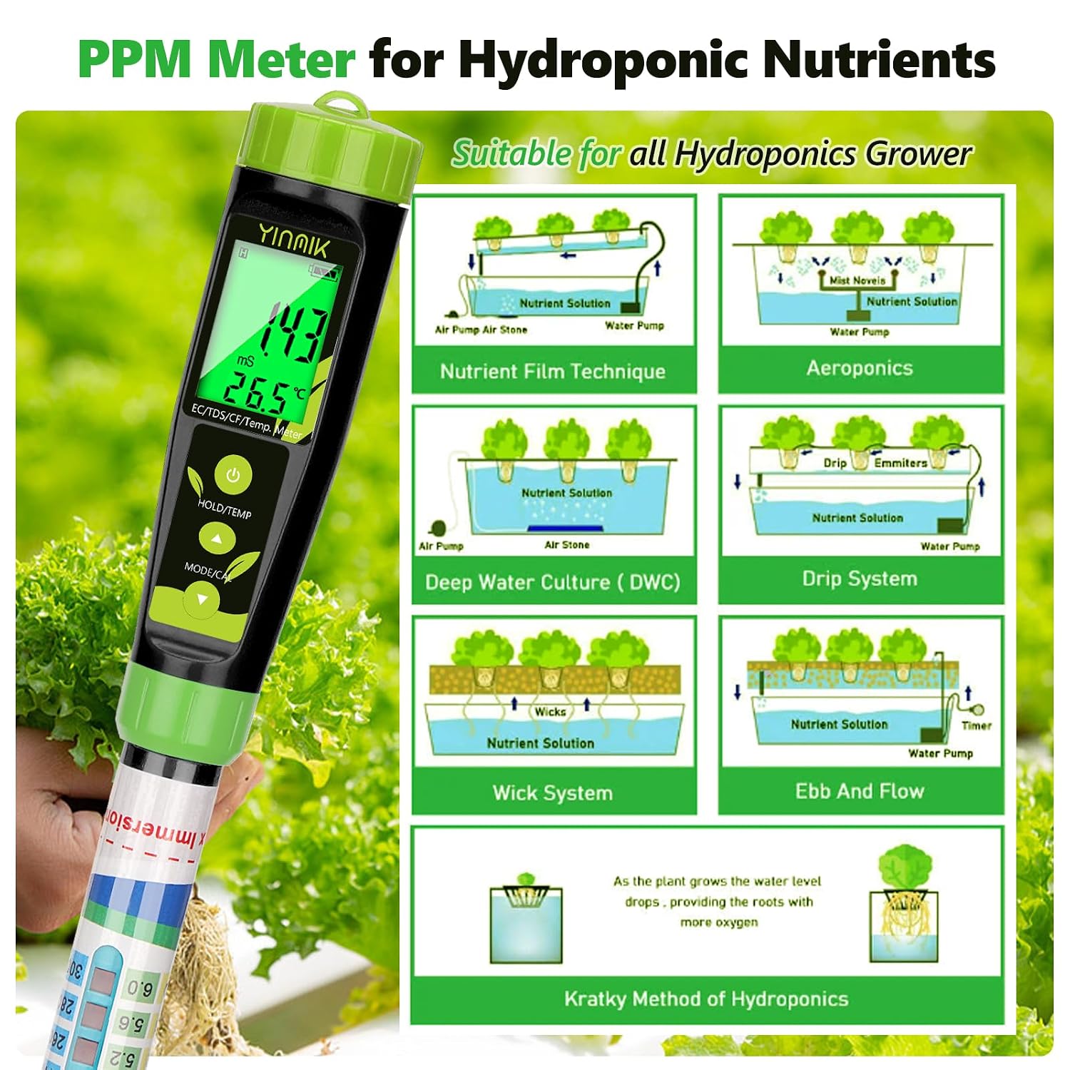 Truncheon Nutrient Meter for Hydroponics, TDS Meter Digital Water Tester | PPM Meter for Nutrients