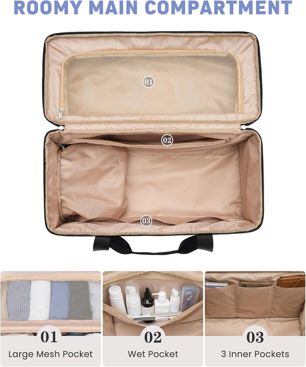 Weekender Travel Duffle Bag for Women: Overnight Bags with Shoe Compartment Carry on Bags for Airplanes with Toiletry