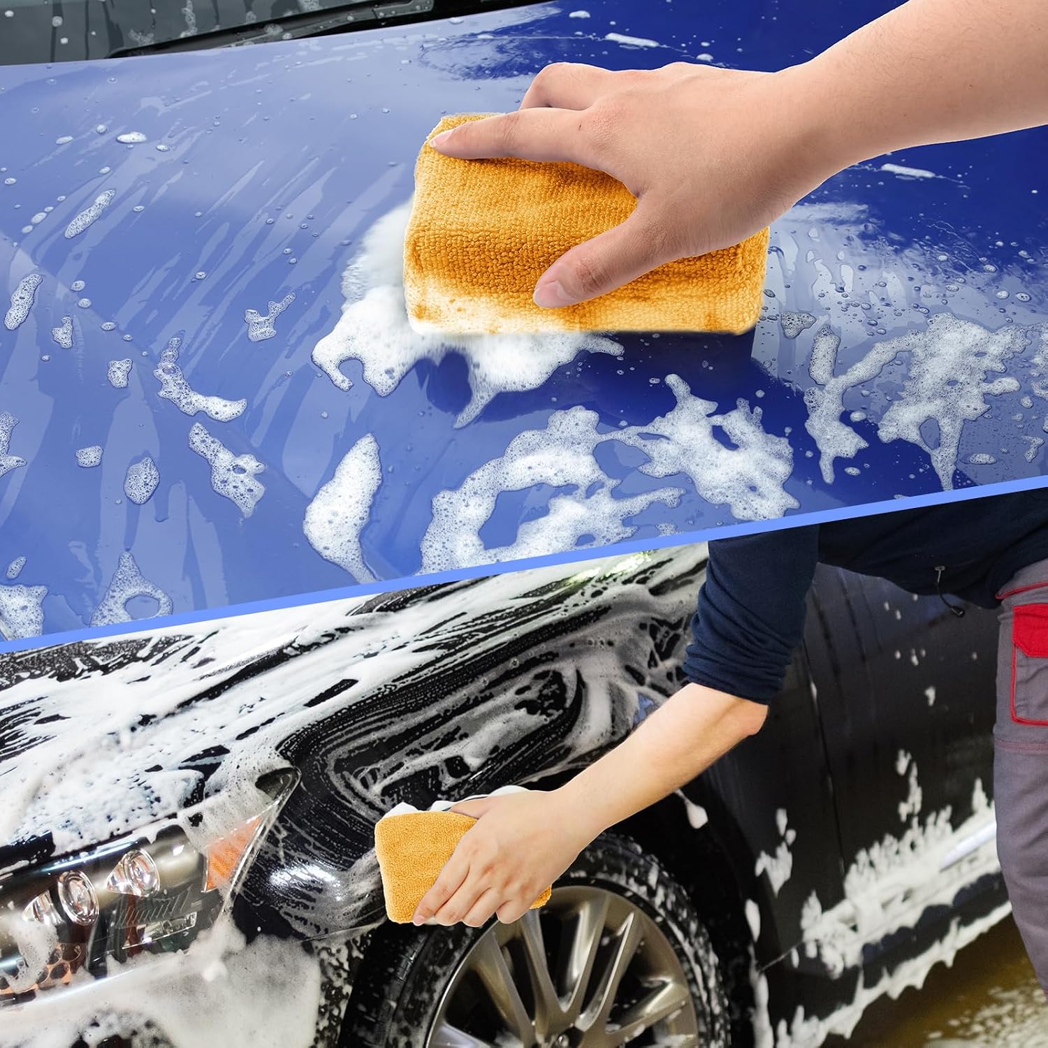 12 Pack Microfiber Applicator Pad Microfiber Sponge for Car Include Round Wax Microfiber Applicator Rectangle Car