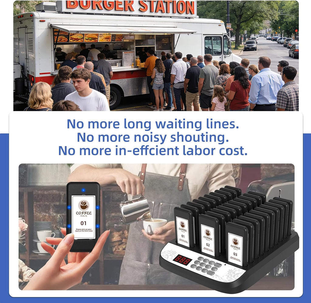 Restaurant Pager System, Beeper Pager for Restaurant,30 Buzzers