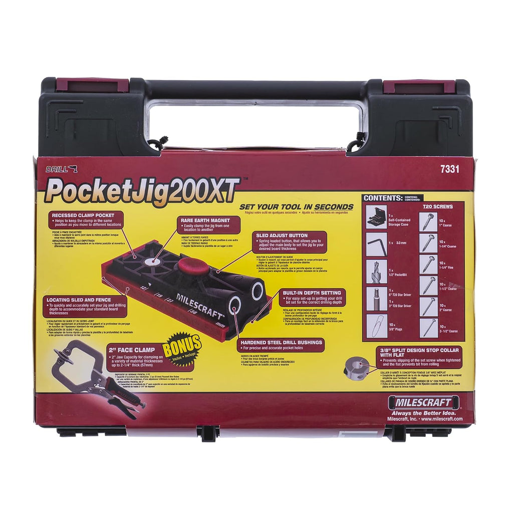 7331 Pocket Hole Jig 200 XT Complete Double/Twin Pocket Hole Jig Kit System. Easy to Use, Pocket Hole Drill Guide