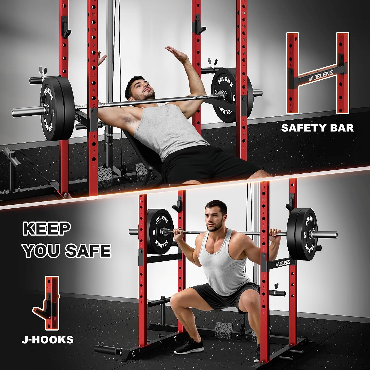S21 Power Cage, Multi-Function Power Rack with Adjustable Cable Crossover System, 2000LBS Squat Rack for Home Gym