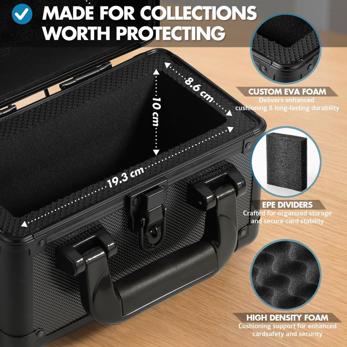 Graded Card Storage Case for PSA Slabs – 1 Row Aluminum Trading Card Case with Foam Insert, Holds 31 Graded Cards