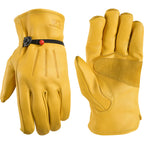 Men's Work Gloves, Grain Cowhide Leather, Ball & Tape, Large