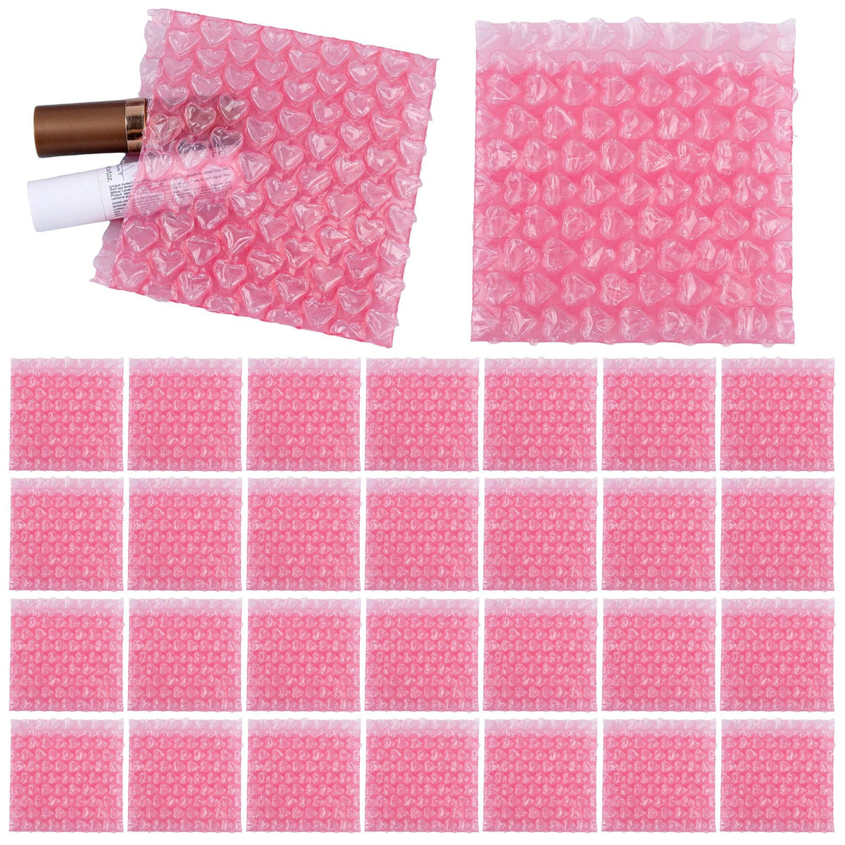 100 Pack Heart Shaped Bubble Wrap Pouches Cushion Wrap Pouch