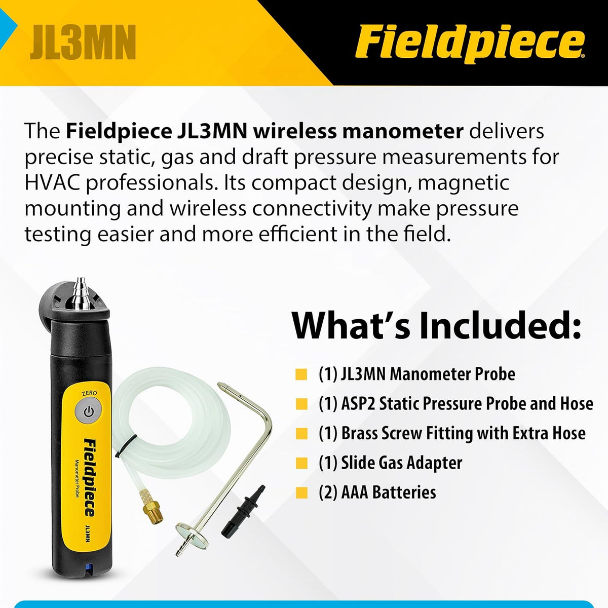 Fieldpiece JL3MN Job Link Wireless Single Port Manometer