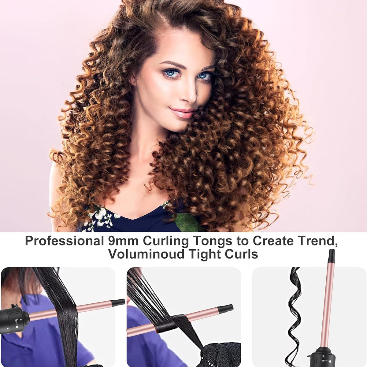 3 in 1 Curling Iron Set, Hair Curling Wand Set with Ceramic | Interchangeable Curling Wand(3/8"-1.25inch), Instant