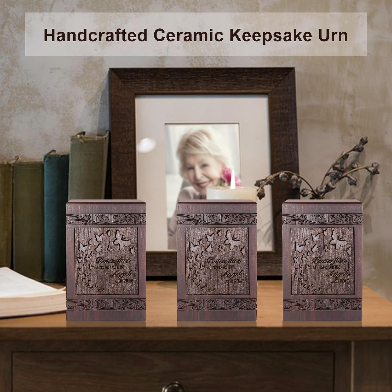 Small Keepsake Sharing Urn for Ashes Wooden Mini Urn 20 Cubic Inches