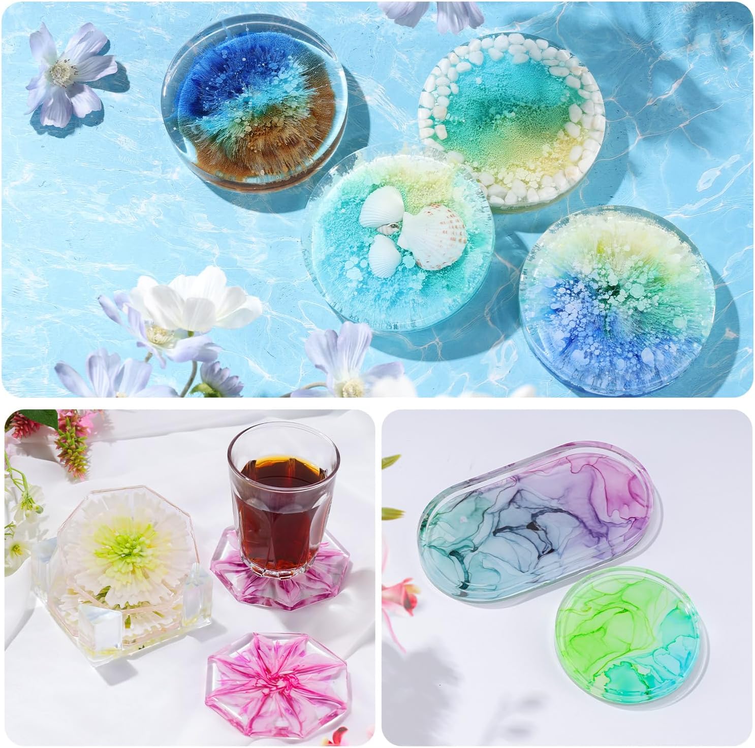 Concentrated Alcohol Ink Set, 26 Vibrant Colors (Each 0.35oz) | Alcohol-Based Resin Ink, Alcohol Paint Resin Dye for