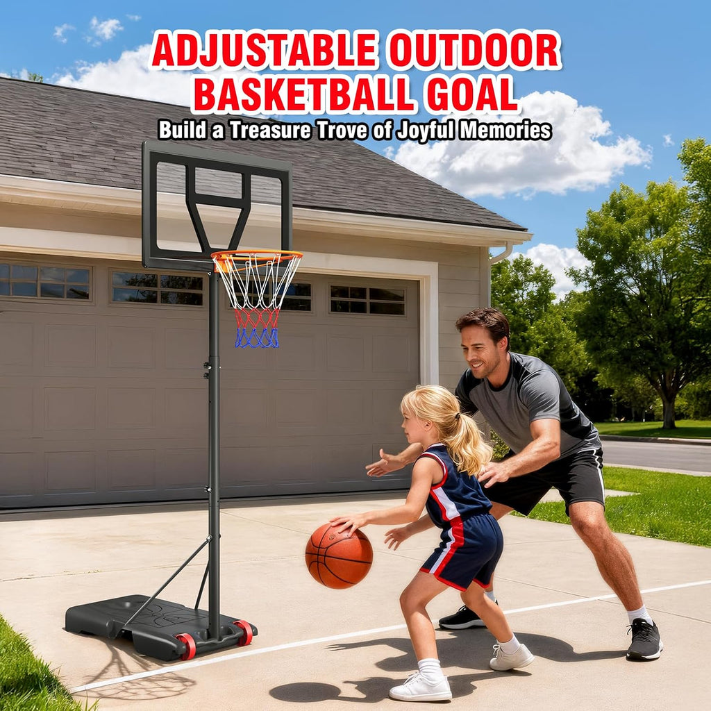 Kids Basketball Hoop Outdoor Height Adjustable 3-7 FT, Portable Basketball Goal System for Kids Youth Teens in