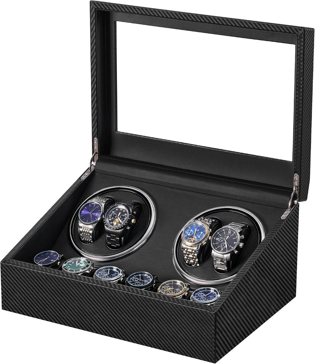 Watch Winders for Automatic Watches, 4 Watch Winder | 6 Storage Case with Quiet Japanese Motor, Automatic Watch