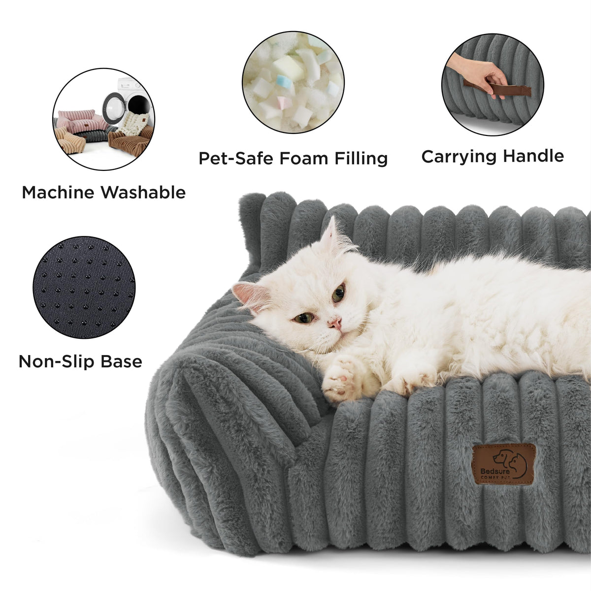 ComfyFleece Shown on TV Fluffy Cat Couch for Pets,24in Warm Grey